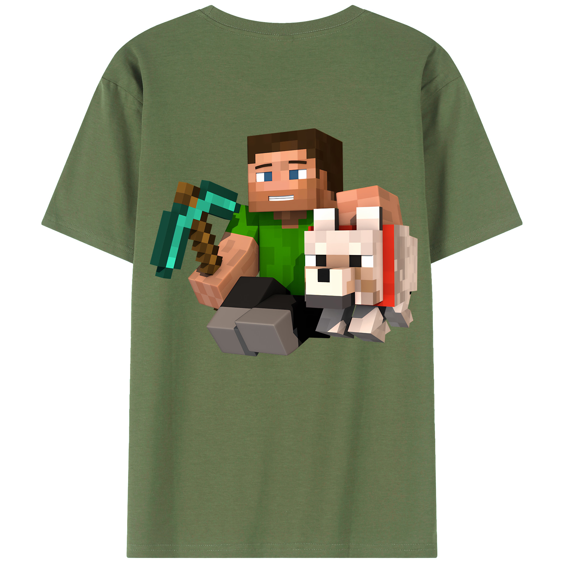 （画像用） マインクラフト ブロックの世界 Minecraft MC Block world 綿100％ メンズ半袖Tシャツ（バックプリント） 通気性